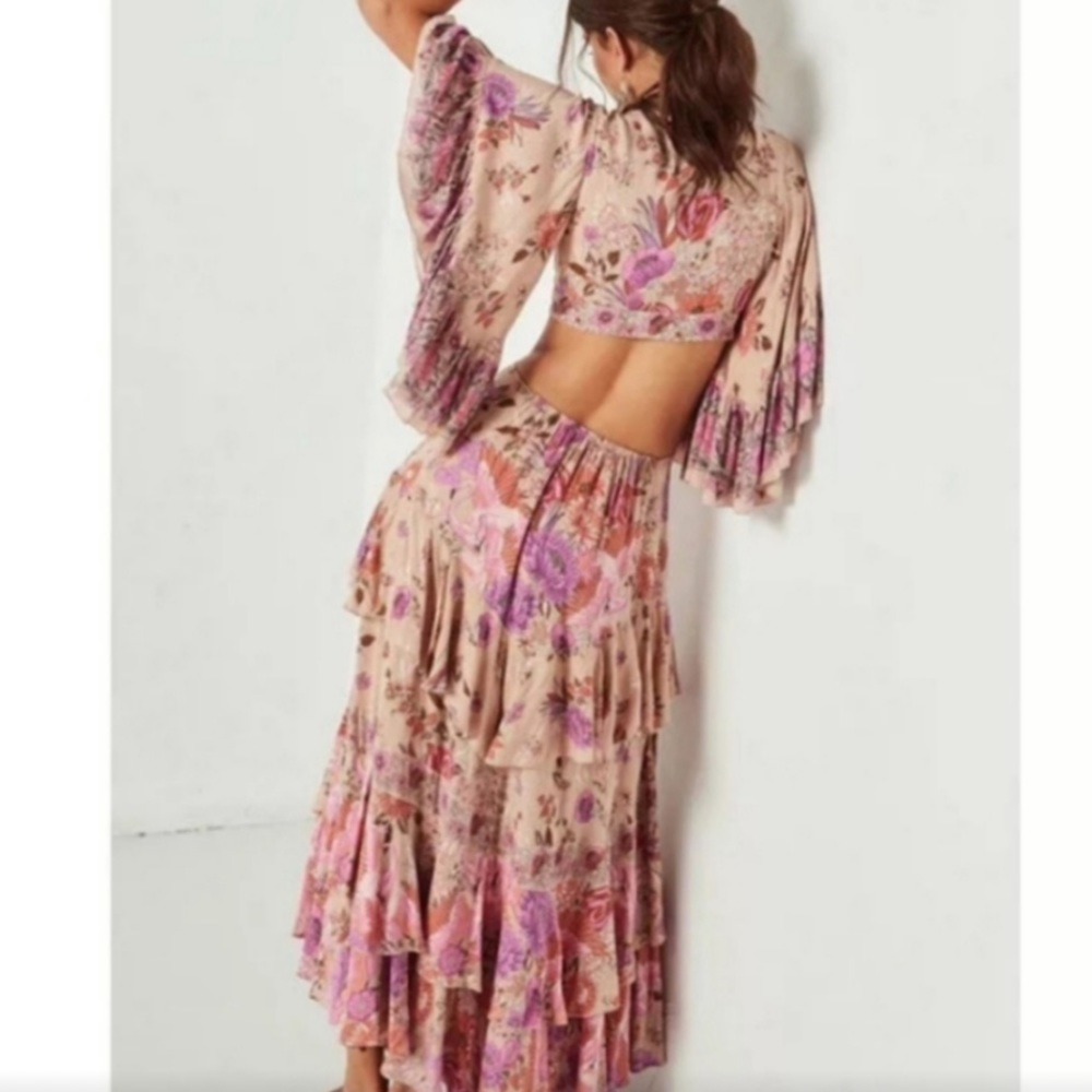 Open Back Ruffle Flamingo Gown - Picture 2 of 7